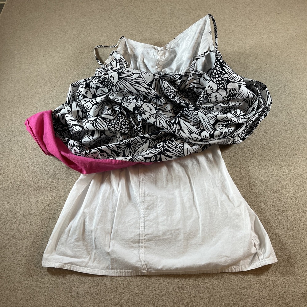 Aeropostale Maxi Dress Women's XS Black‎ White Pink Floral Hawaiian Resort Y2K - Picture 6 of 14